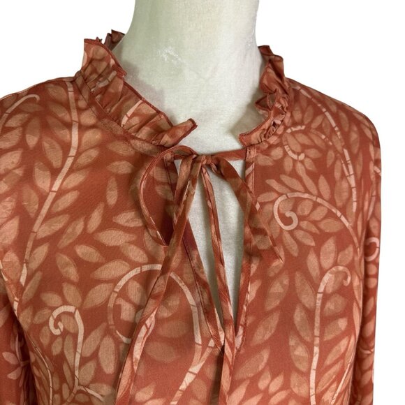 Kleid for Her Ruffle Leaf Print Mini Dress Rust Size S - Picture 6 of 10